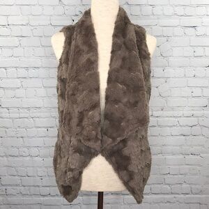 ANTHROPOLOGIE Elevenses Brown Faux Fur Vest sz XS
